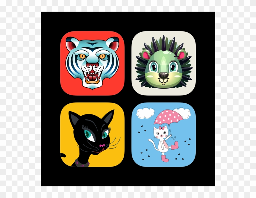 Animated Face Mask With Cute Cat And Tattoos On The - Cartoon Clipart