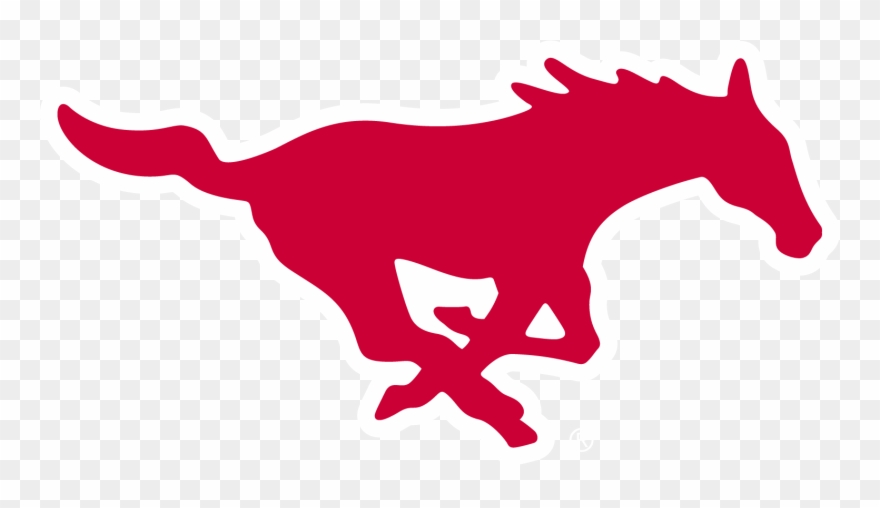 Red With White Outline - Smu Mustangs Logo Clipart