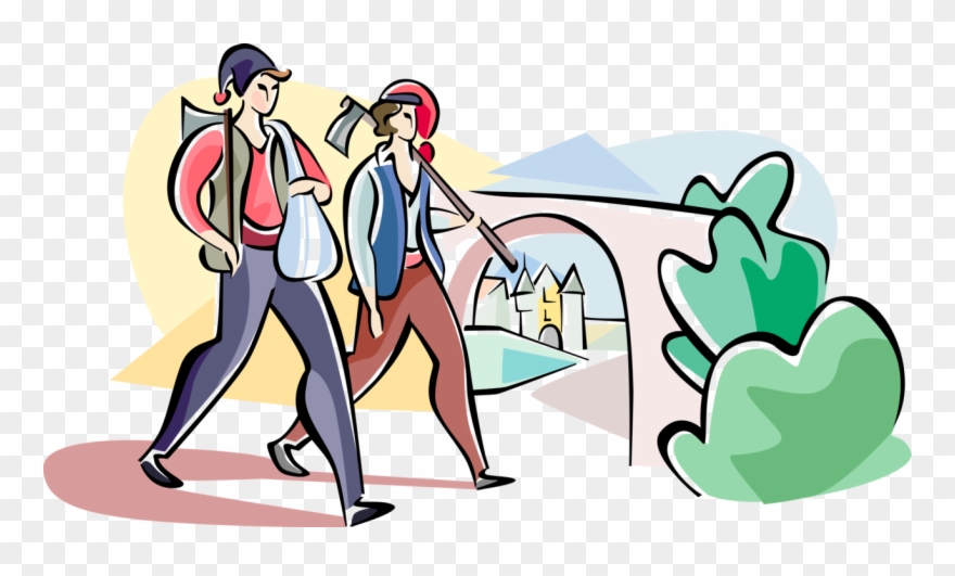 Vector Illustration Of Lumberjacks And A Stacada Festival - Cartoon Clipart