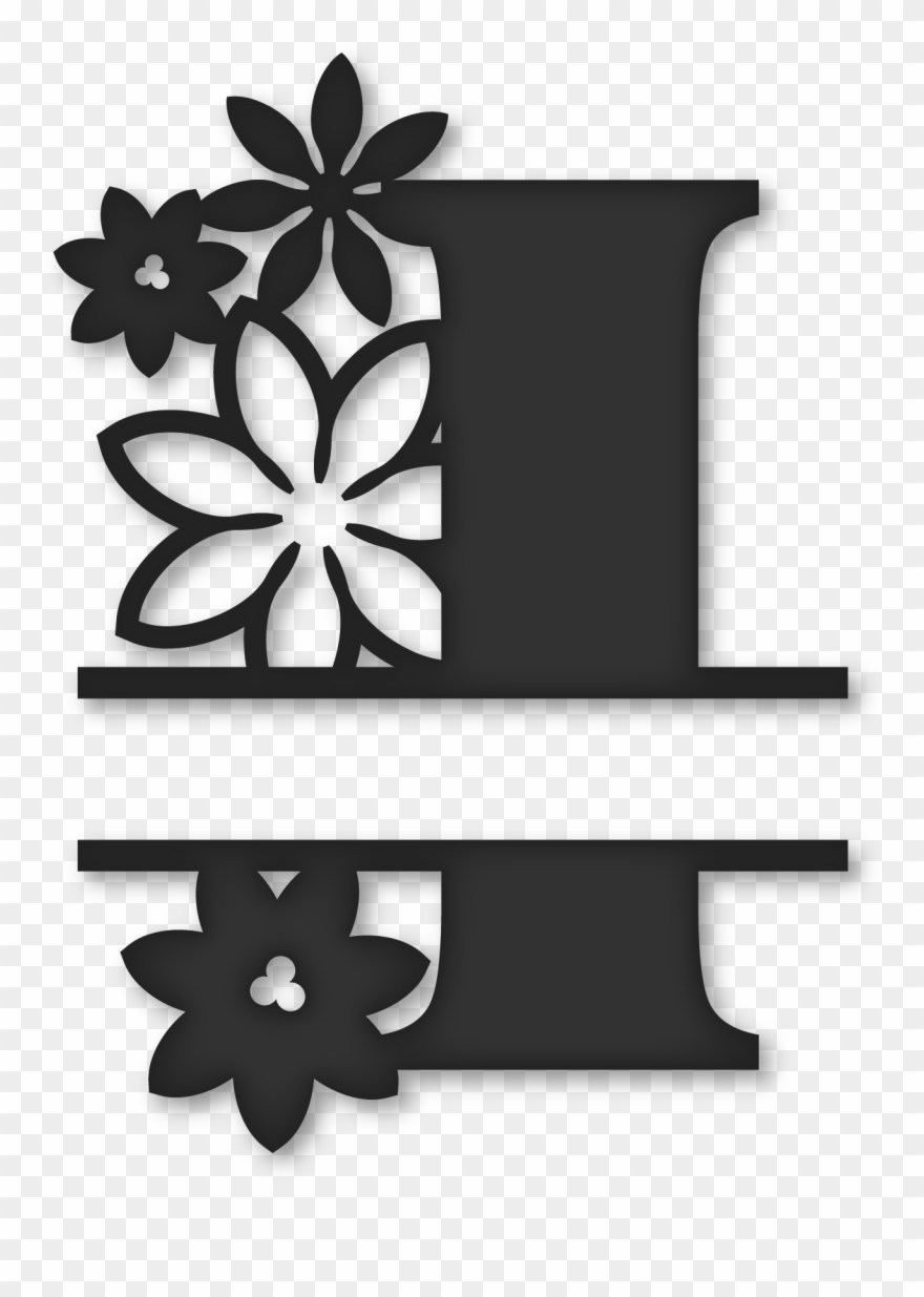 Flower Split Monogram I - Flower Split Monogram R Clipart