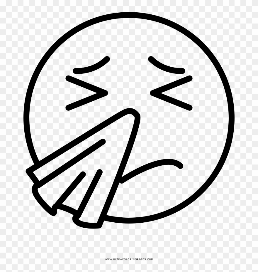 Sneezing Face Coloring Page - Circle Clipart