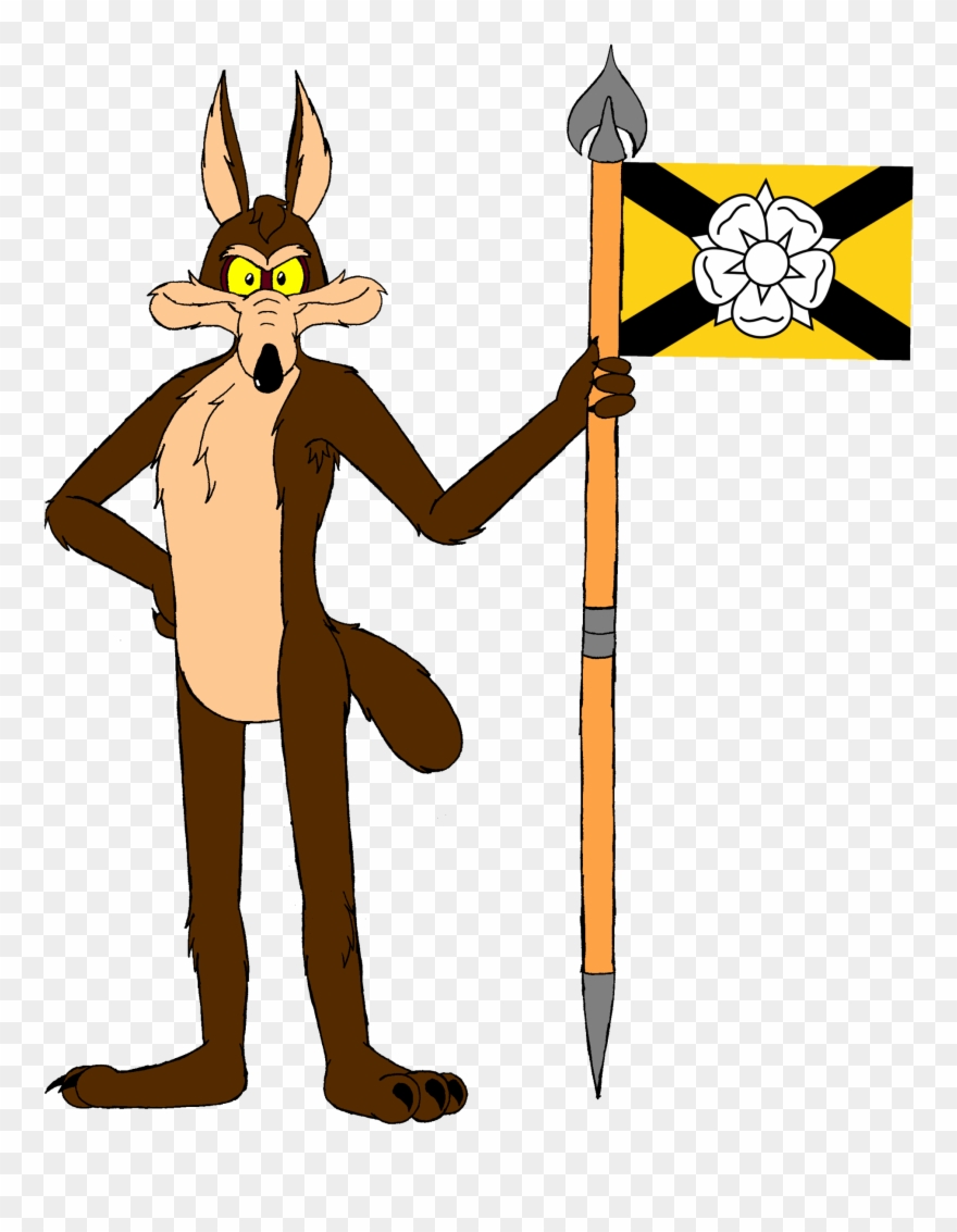 Coyote With Flag - Cartoon Clipart