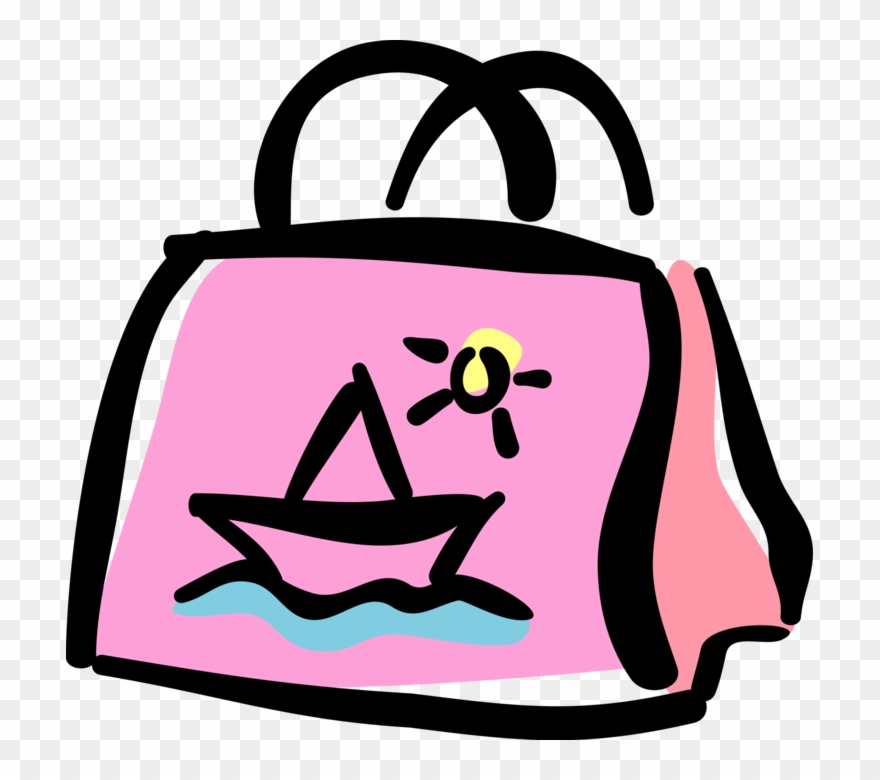 Vector Illustration Of Beach Bag Tote Bag With Carry - Bag Clip Art - Png Download