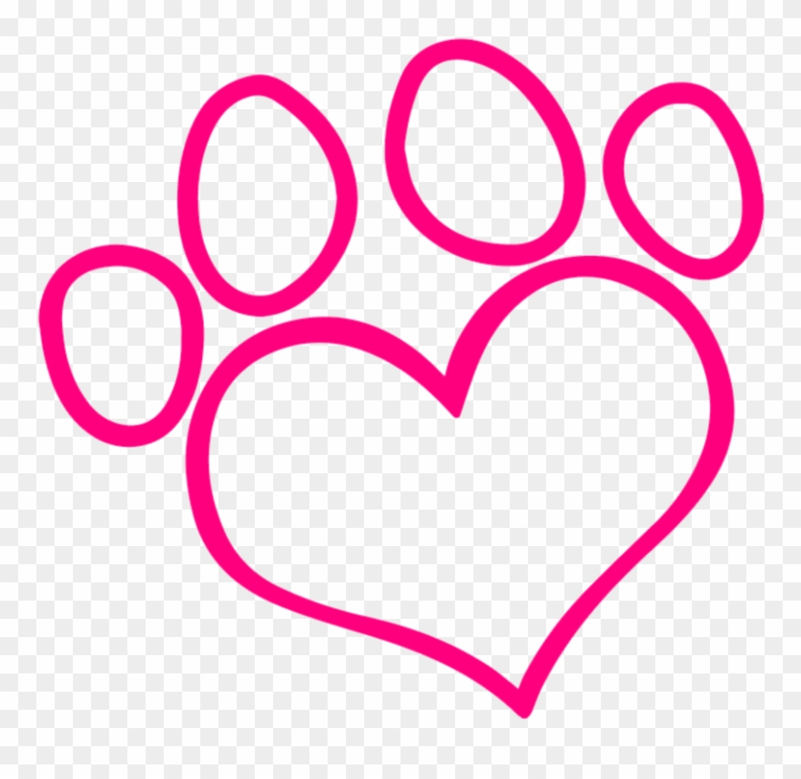 Mq Sticker - Paw Print Heart Outline Clipart