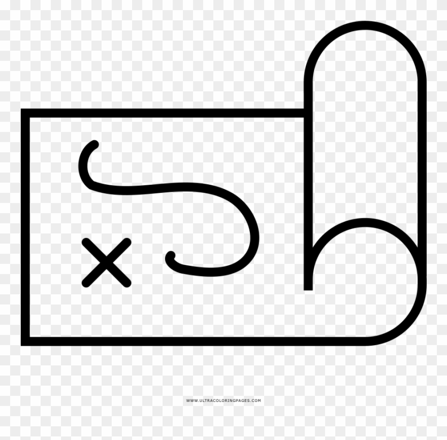 Treasure Map Coloring Page - Line Art Clipart