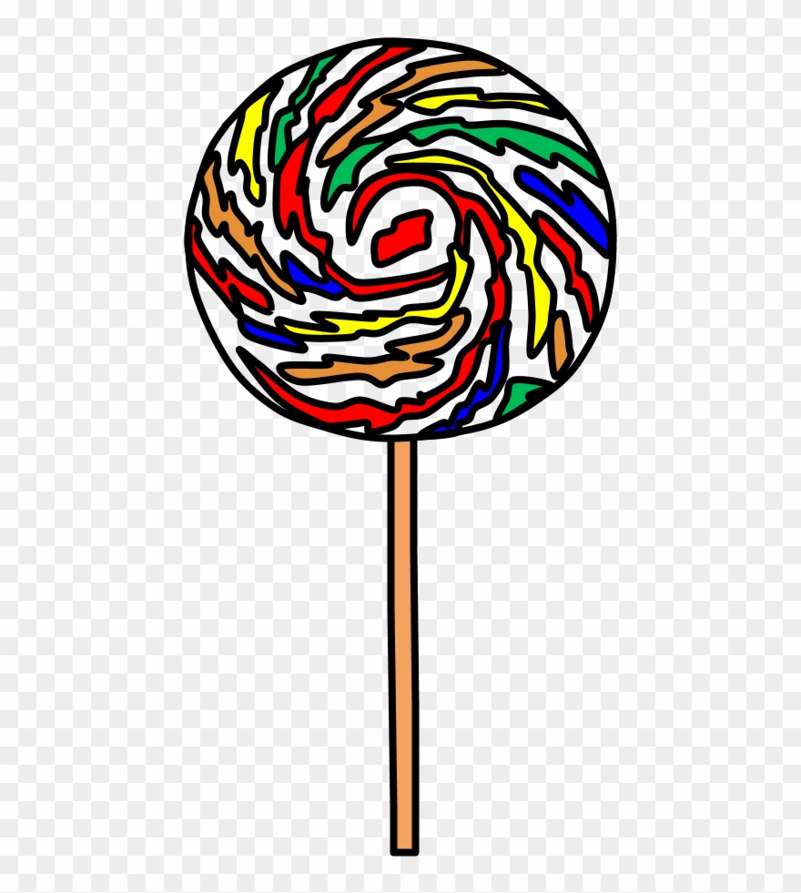 Lollipop, Large, Swirl, Red, Orange, Yellow, Green, - Lollipop Clipart