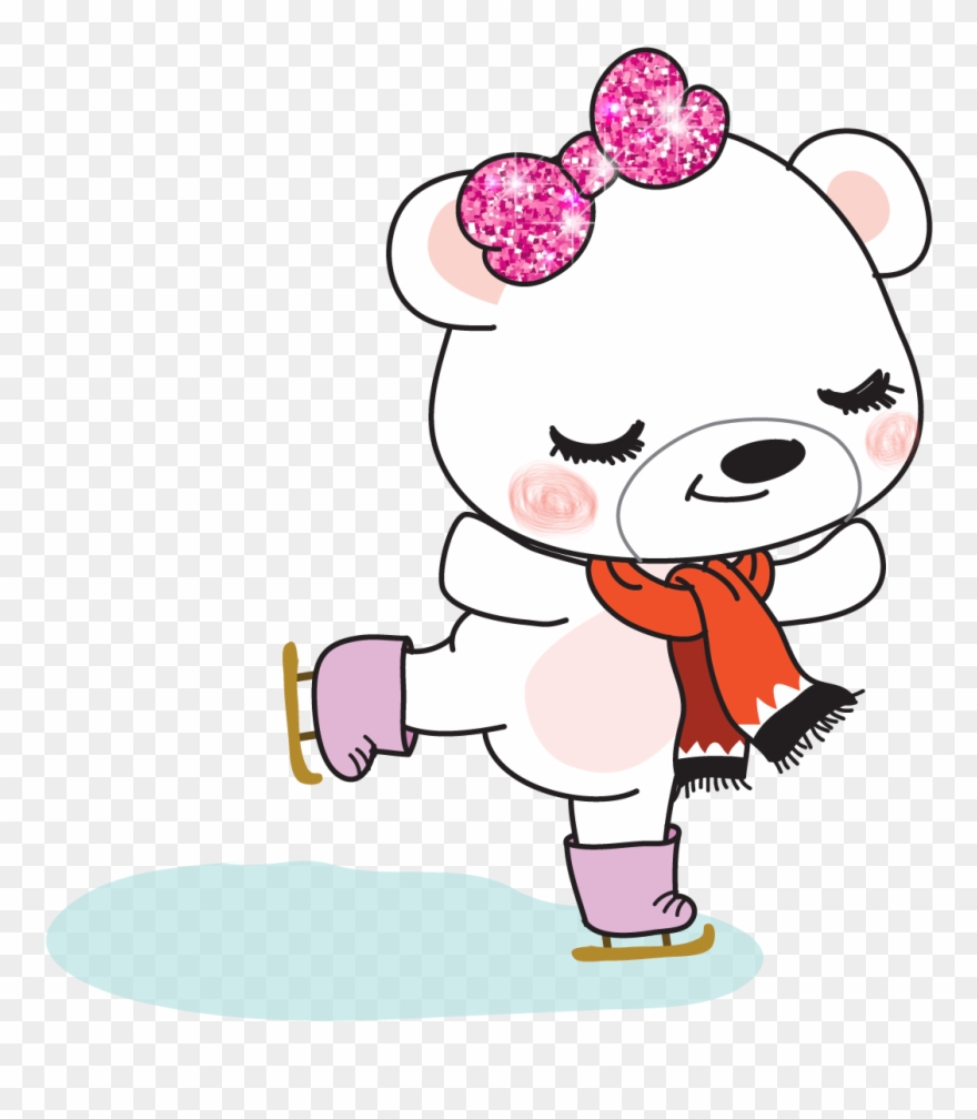 Boo Bear Ice Skate - Cartoon Clipart