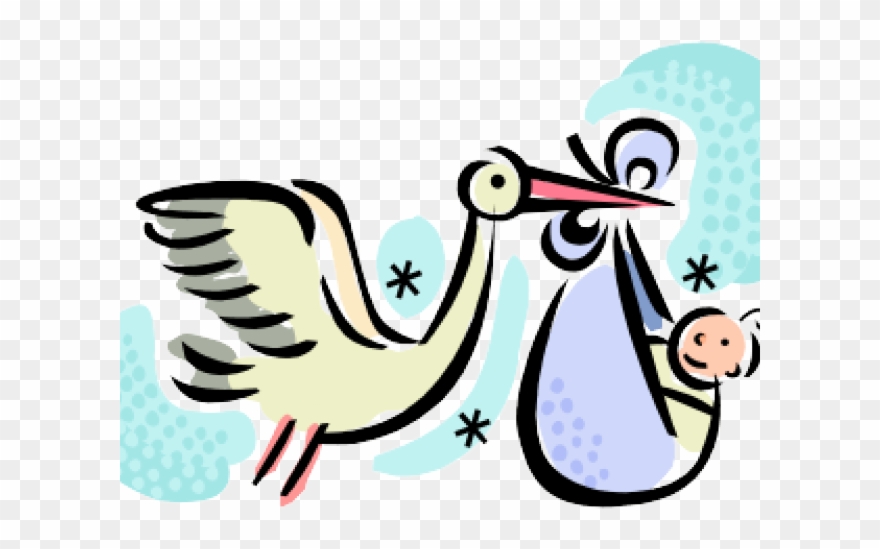 Baby And Stork Clipart - Baby Shower - Png Download
