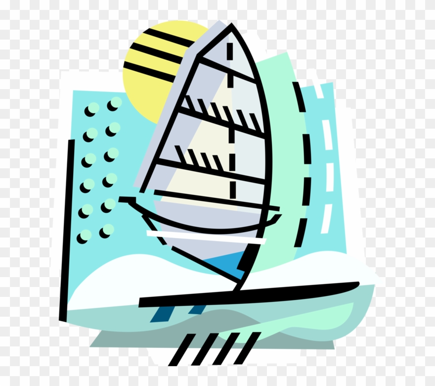 Vector Illustration Of Windsurfing Sailboard Windsurfing Clipart