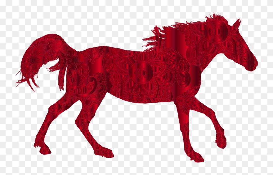 Decorated Horse Vermilion - Dong Vat Art Clipart
