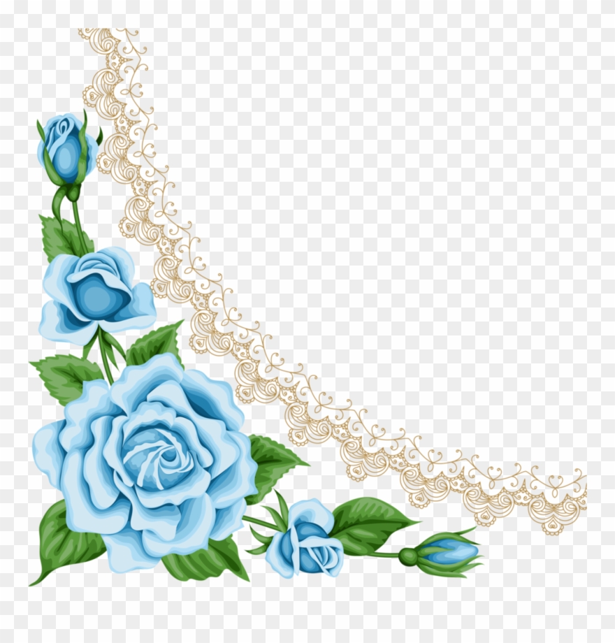 Mq Sticker - Light Blue Flower Border Clipart