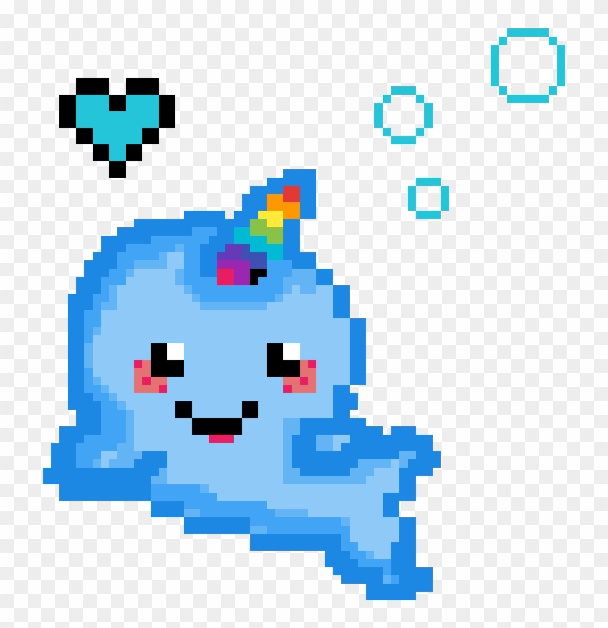 I Love Narwhals - Pixel Art Clipart