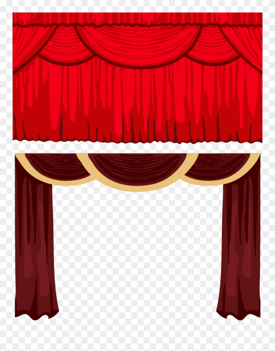 Theater Drapes And Stage Theatre Wine Transprent - Curtain Stage Maroon Clipart