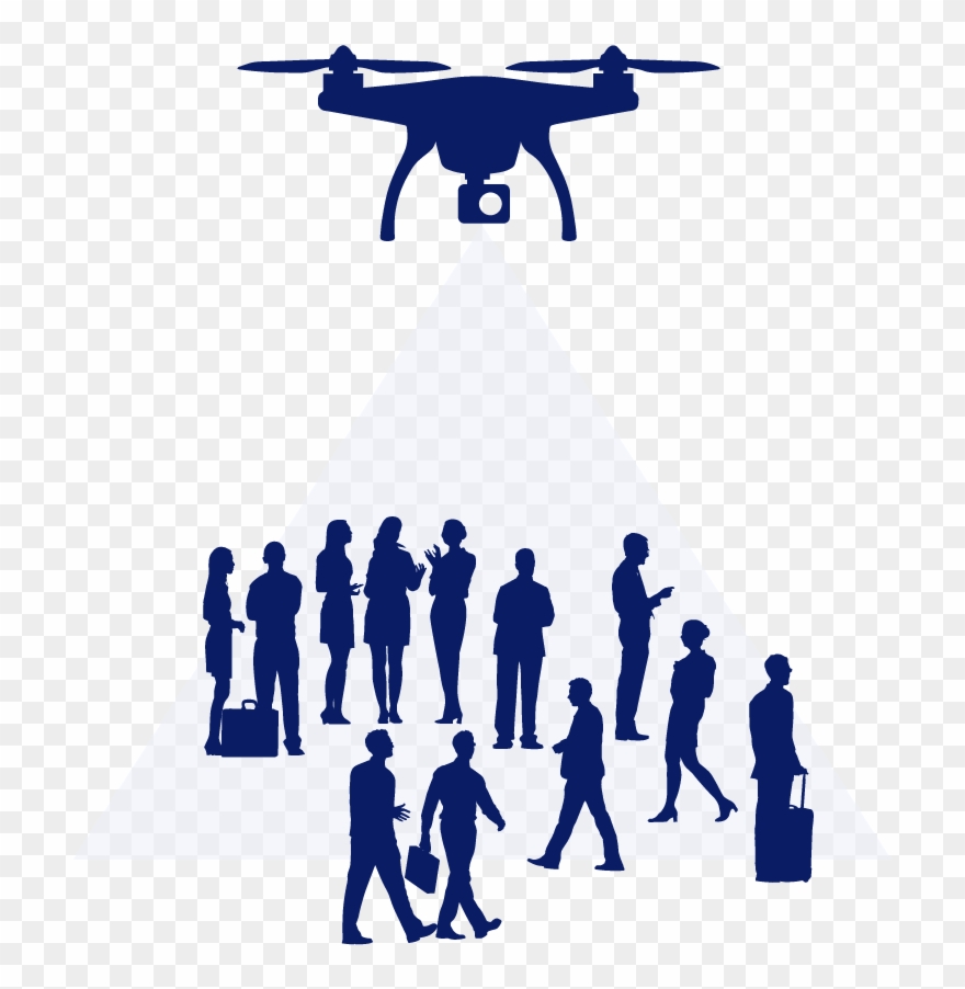 Surveillance Of Crowds - Drone Vector Clipart