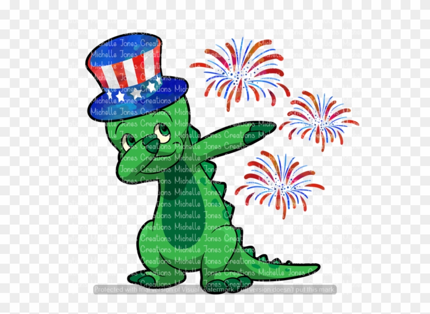 Dabbing Fourth Of July Dinosaur - Cartoon Clipart