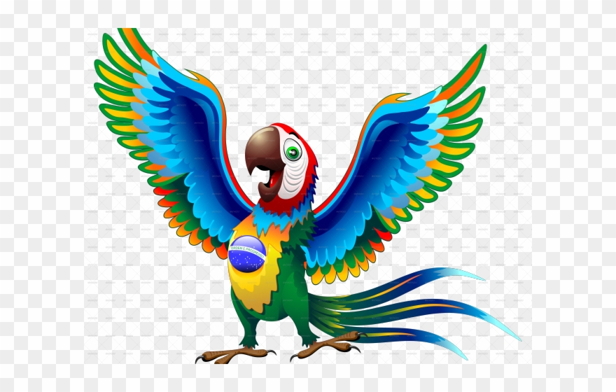 Brazil Flag Clipart Transparent - Macaw Parrot Cartoon - Png Download