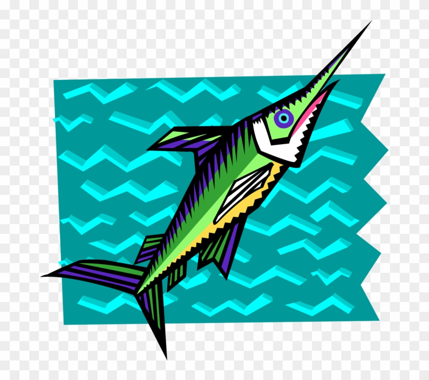 Vector Illustration Of Predatory Marine Broadbill Swordfish Clipart