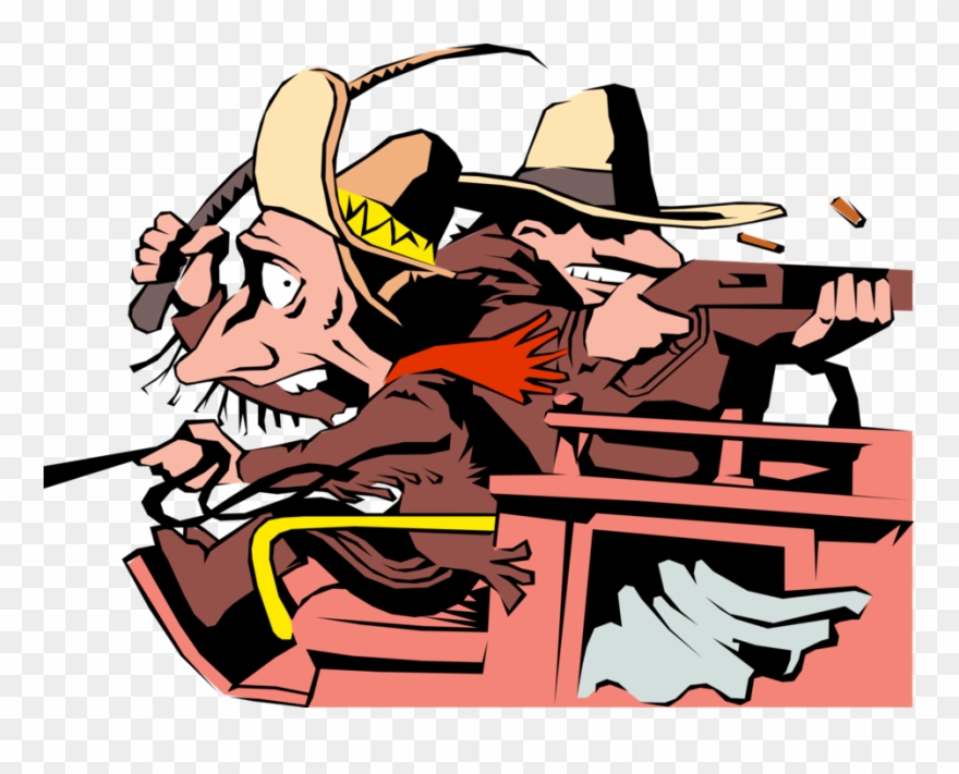 Vector Illustration Of Old West Stagecoach Motorist - Cartoon Stagecoach Clipart