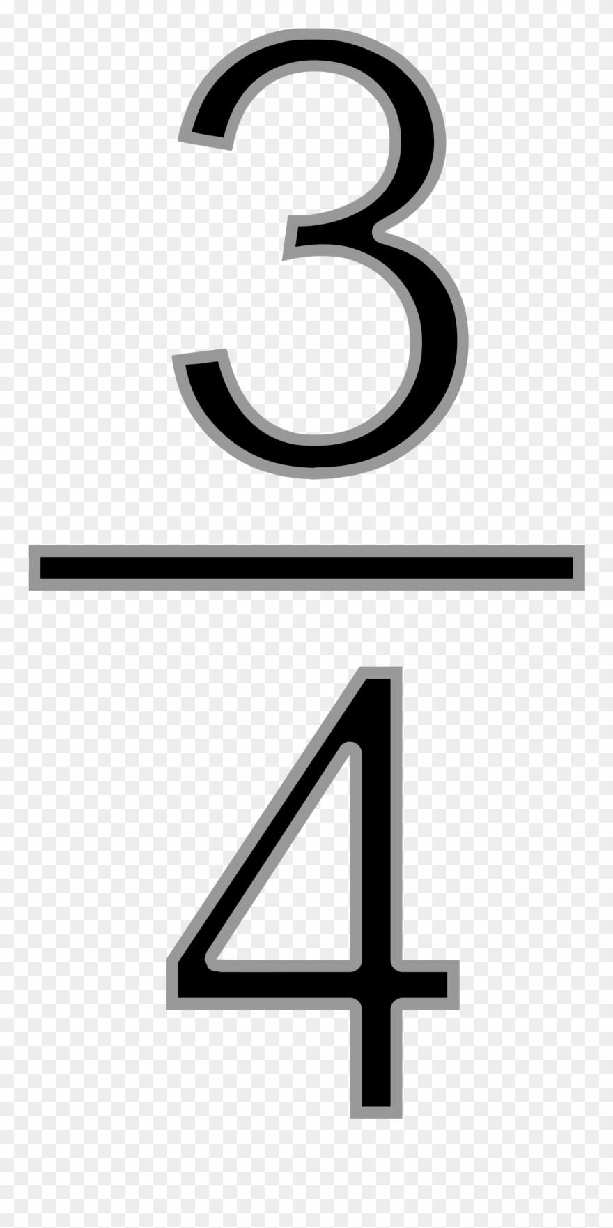 Open - 3 Over 4 Fraction Clipart