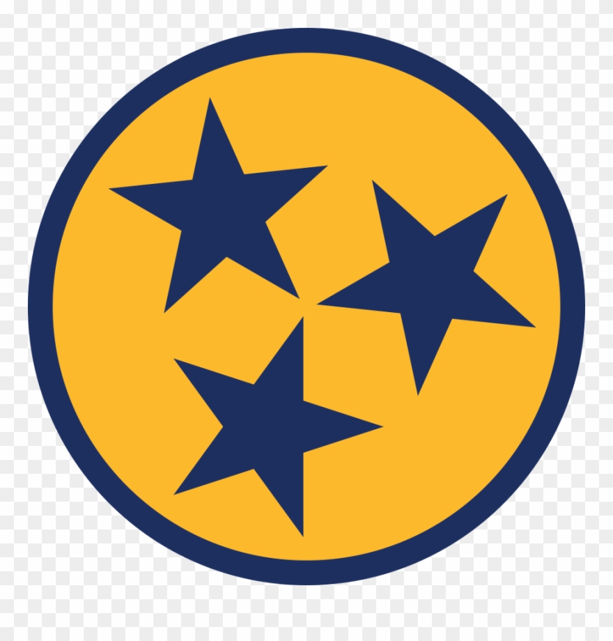 Yellow 3" Tri-star Sticker - Tennessee Tri Star Logo Clipart