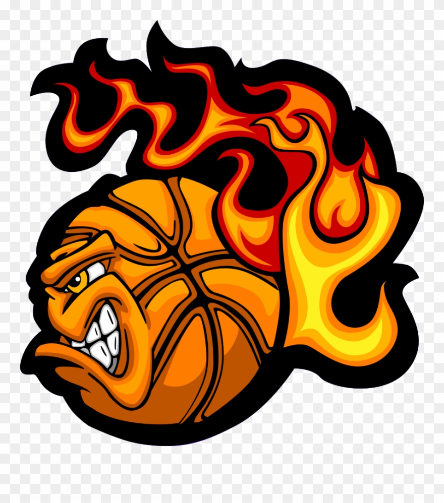 Fireball - Flaming Basketball Logo Clipart