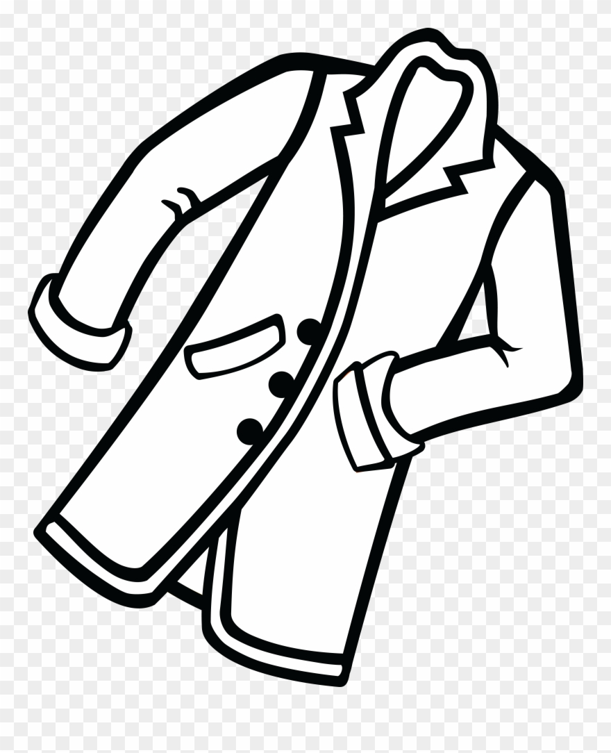 Clipart Of Coat, Black Coat And Closet - Line Art - Png Download