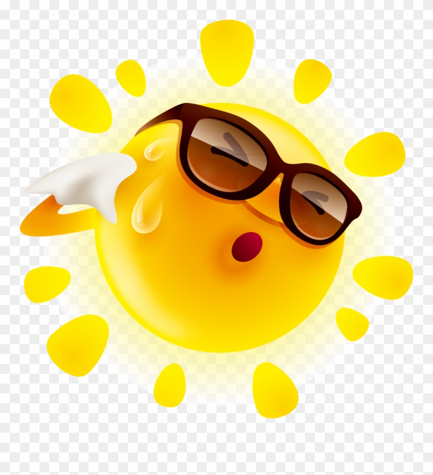 Summer Cute Sun Material Illustration Perspiration - Feeling Hot Clipart