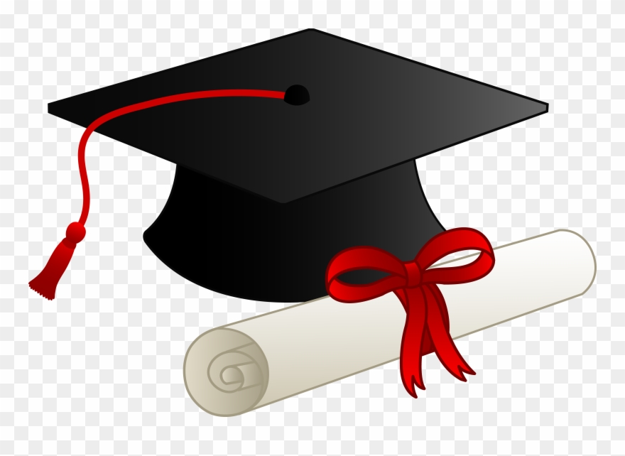 Gown Clipart High School Cap - Graduation Hat And Scroll - Png Download