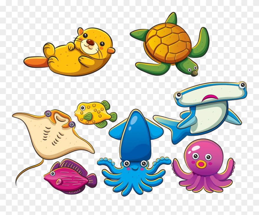Sea Animal Lives Cartoon - Нарисованный Рыбки Clipart