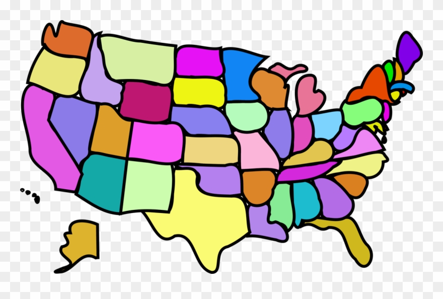 Us States Clipart - Cartoon Map Of Usa - Png Download