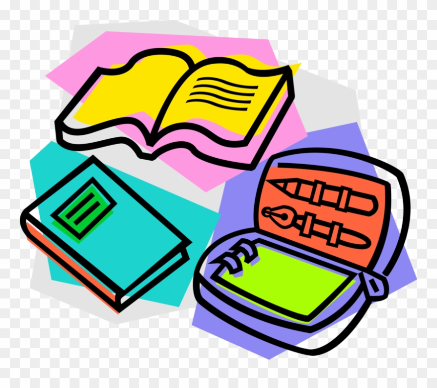 Vector Illustration Of School Classroom Textbooks And Clipart