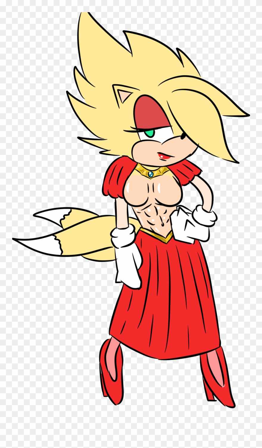 I Decided To Draw Runa Wearing A Dress While Not Covering - Cartoon Clipart