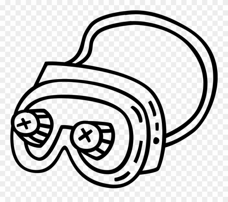 Vector Illustration Of Protective Eyewear Safety Goggles - Line Art Clipart