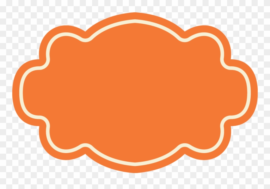 Orange Cloud Badge With White Border Clipart