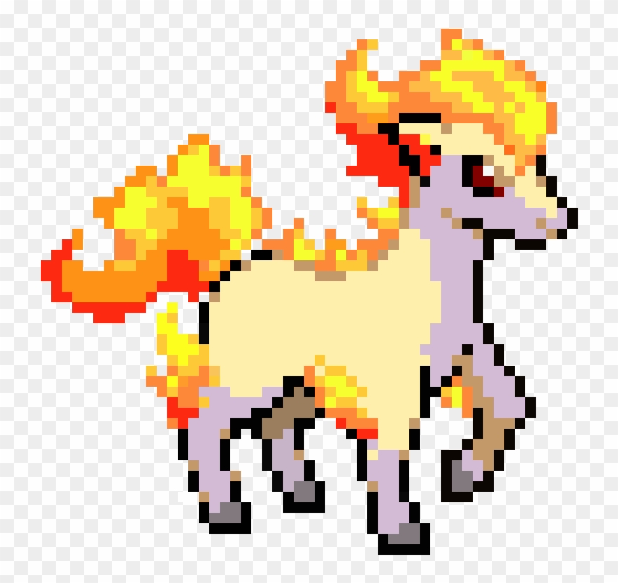 Fire Horse - Ponyta Pixel Art Grid Clipart