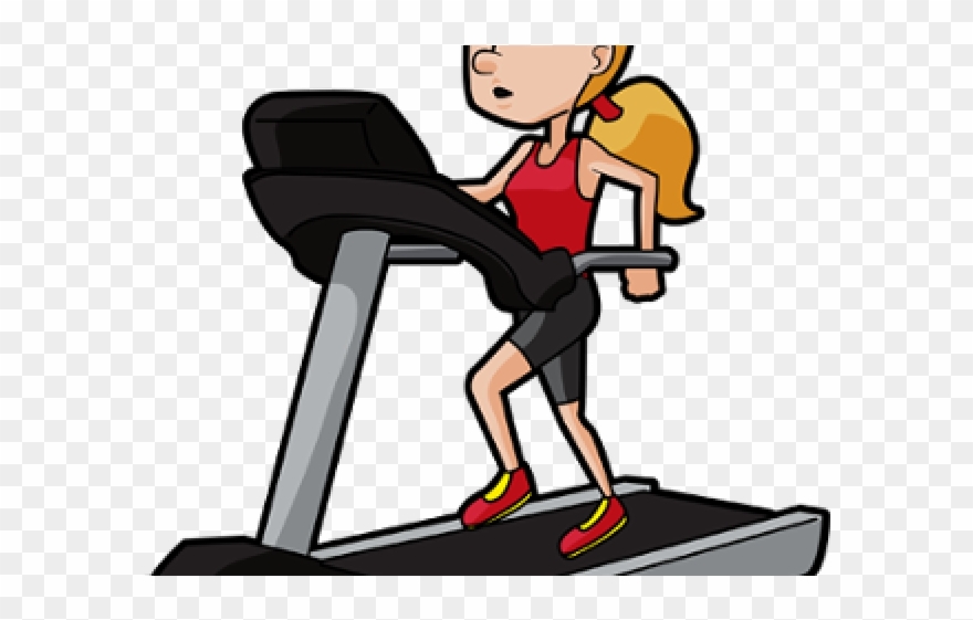 Exercise Bench Clipart Daily Exercise - Woman Treadmill Cartoon - Png Download