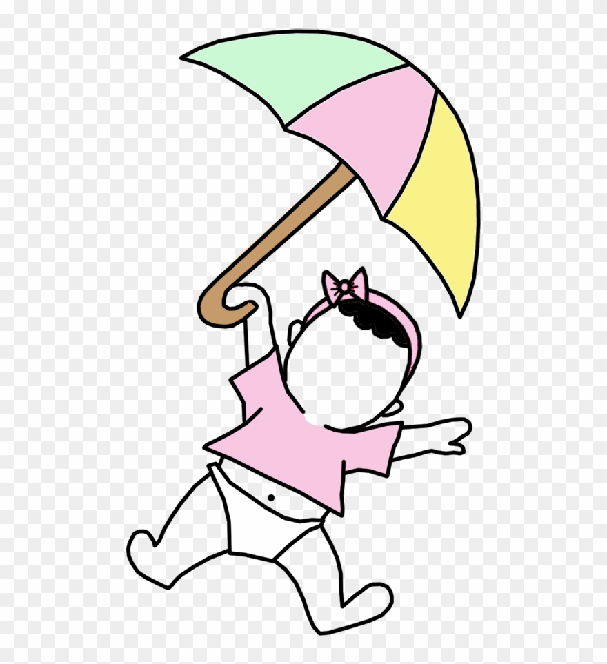 Umbrella Baby Fill In The Blank Shower Invitation - Baby And Umbrella Drawing Clipart