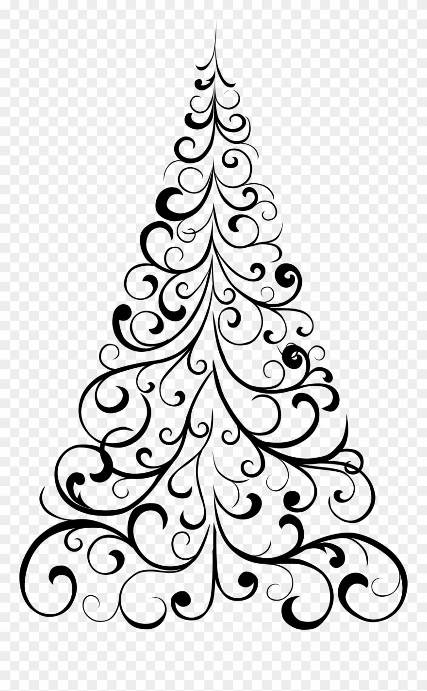 Clipart Ornamental Tree - Christmas Tree Design Drawing - Png Download