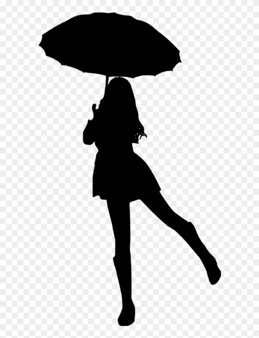 Umbrella Sticker - Umbrella Girl Silhouette Clipart