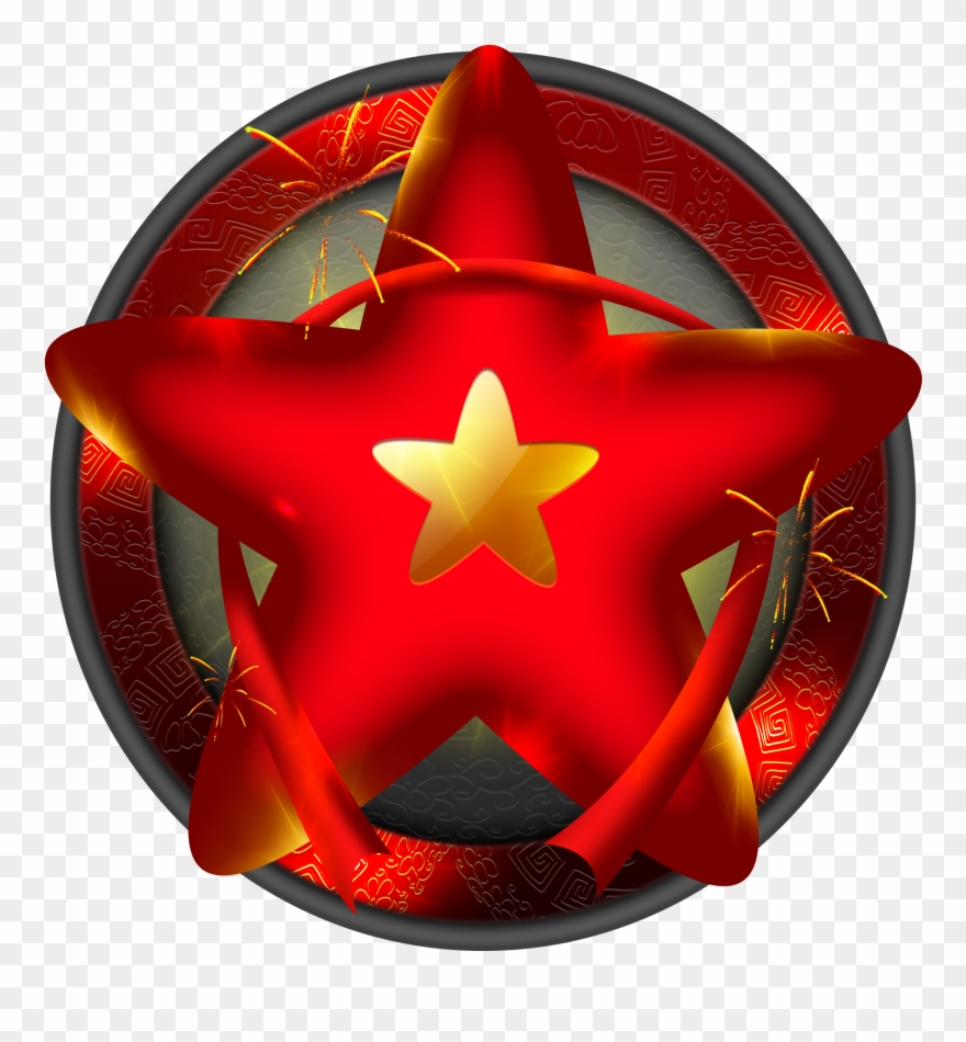 Pentagram Red Pointed Star Streamer Chinese Style Png - Vector Graphics Clipart