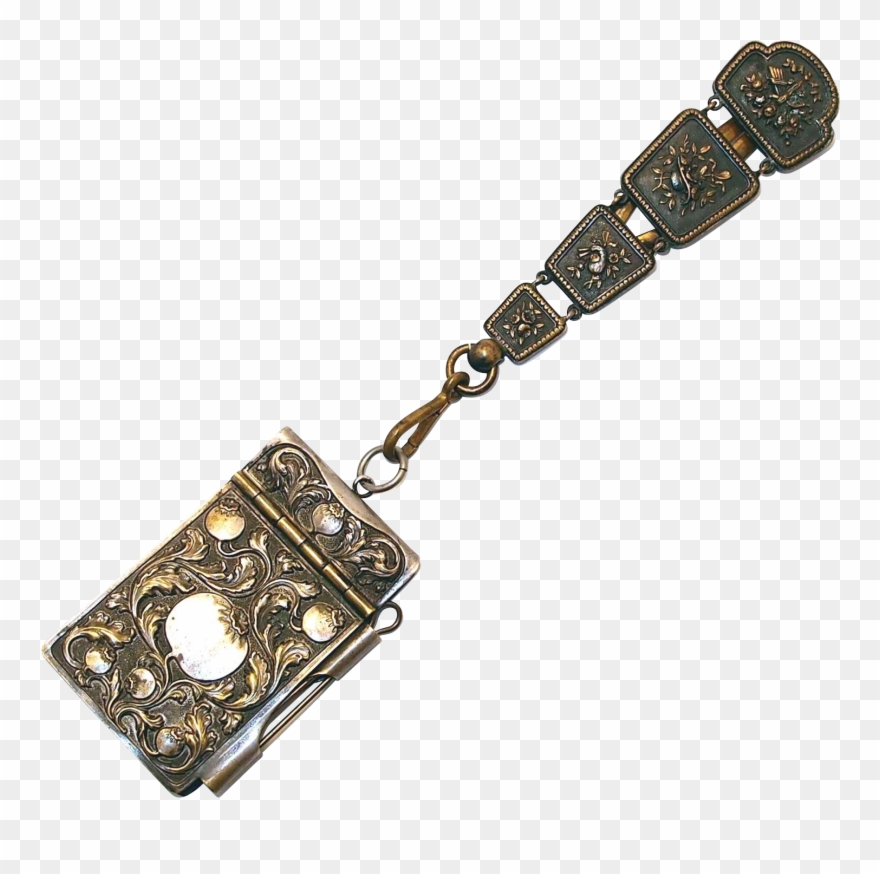Antique Victorian Chatelaine Waist Clip With Art Nouveau - Chain - Png Download