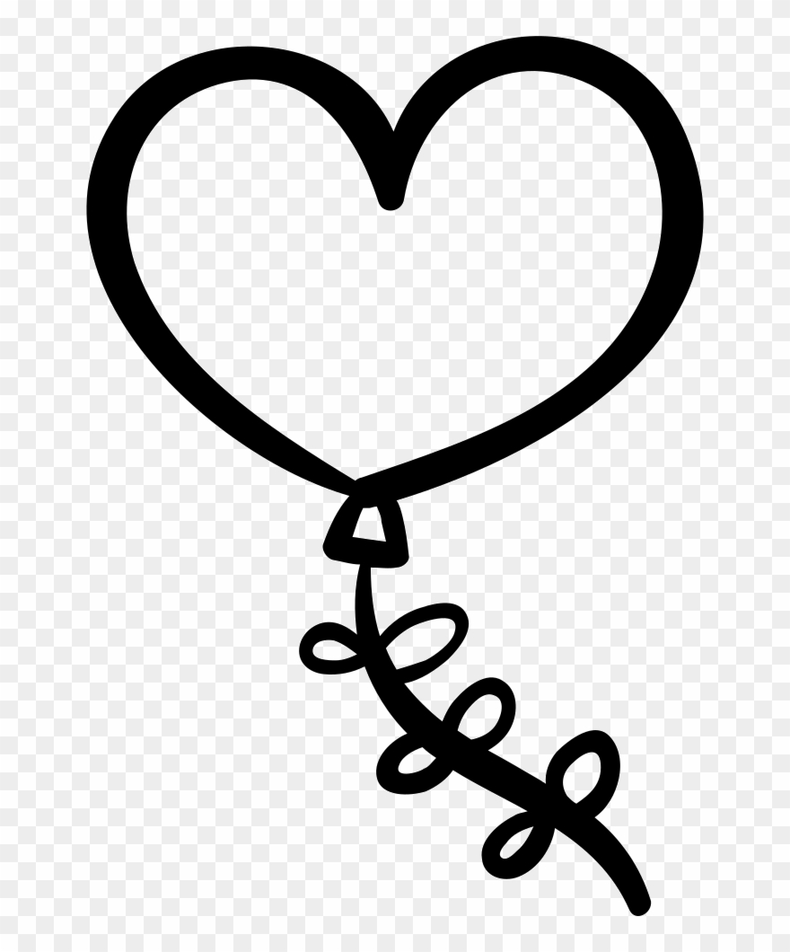 Heart Shaped Clipart Svg - Heart Shaped Balloon Black And White - Png Download