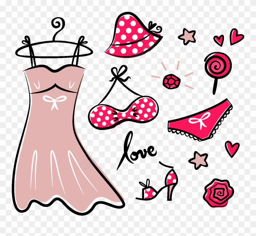 Lingerie Vector Hand Drawn - Dress Tags Vector Clipart