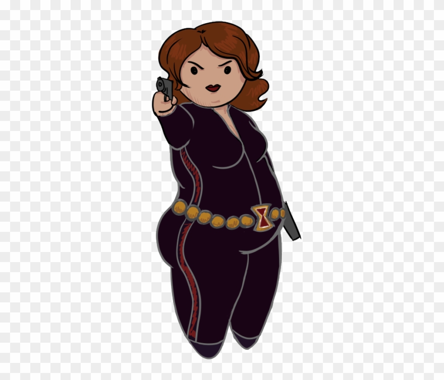 Fat Black Widow Time Number Three In The Fat Super - Cartoon Clipart