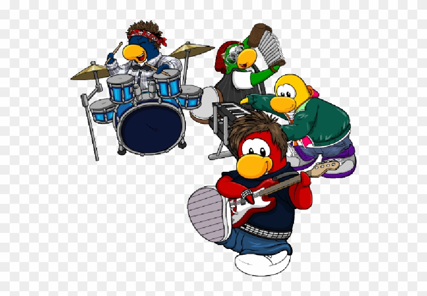 Club Penguin Cartoon Picture Images Wondering Clip - Pinguino Baterista - Png Download