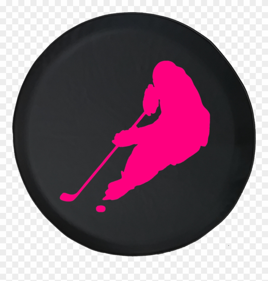 Hockey Player Skating With Puck Trailer Offroad Jeep - Illustration Clipart