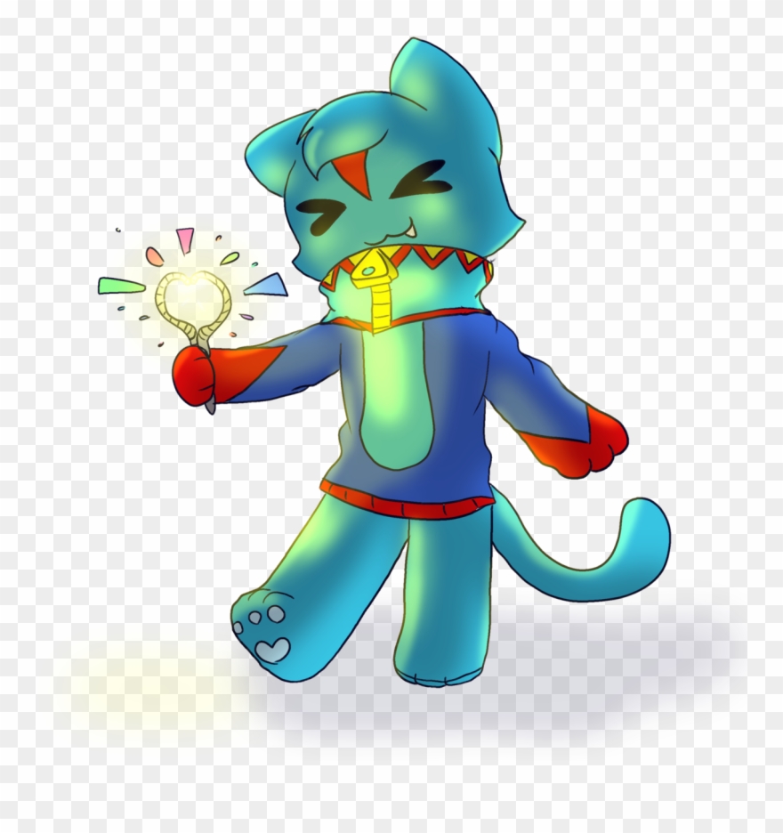 Shark Cat With A Sparkler - Cartoon Clipart