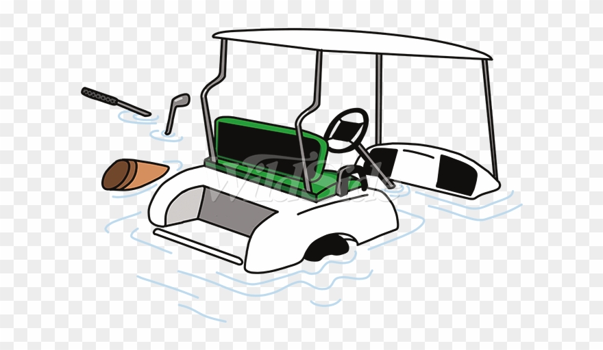 Golf Cart In Water - Golf Cart Clipart