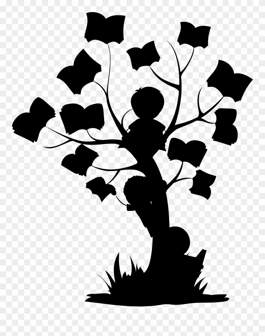 Kid Learning Silhouette - Clip Art Reading Books - Png Download