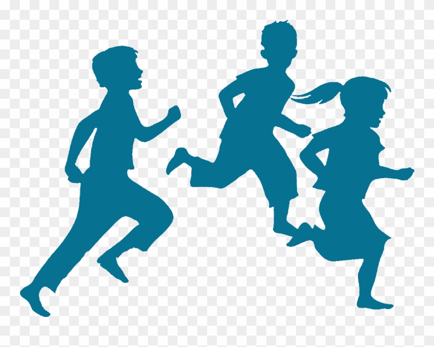 Jog Clip Art - Kids Running Silhouette - Png Download